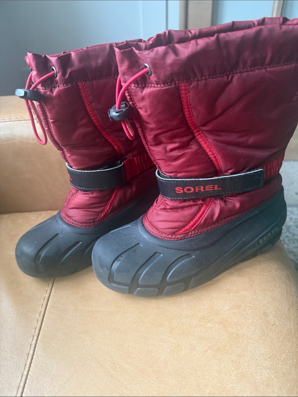 Sorel Kids Red and Black Insulated Snow Boots